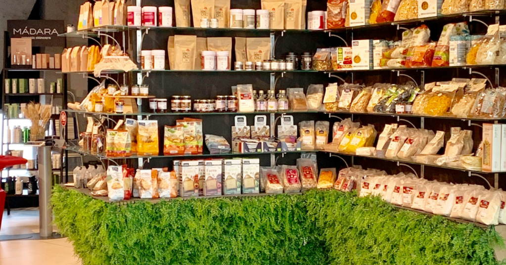 Browsing eco-friendly crafts in Stoke-on-Trent shop.